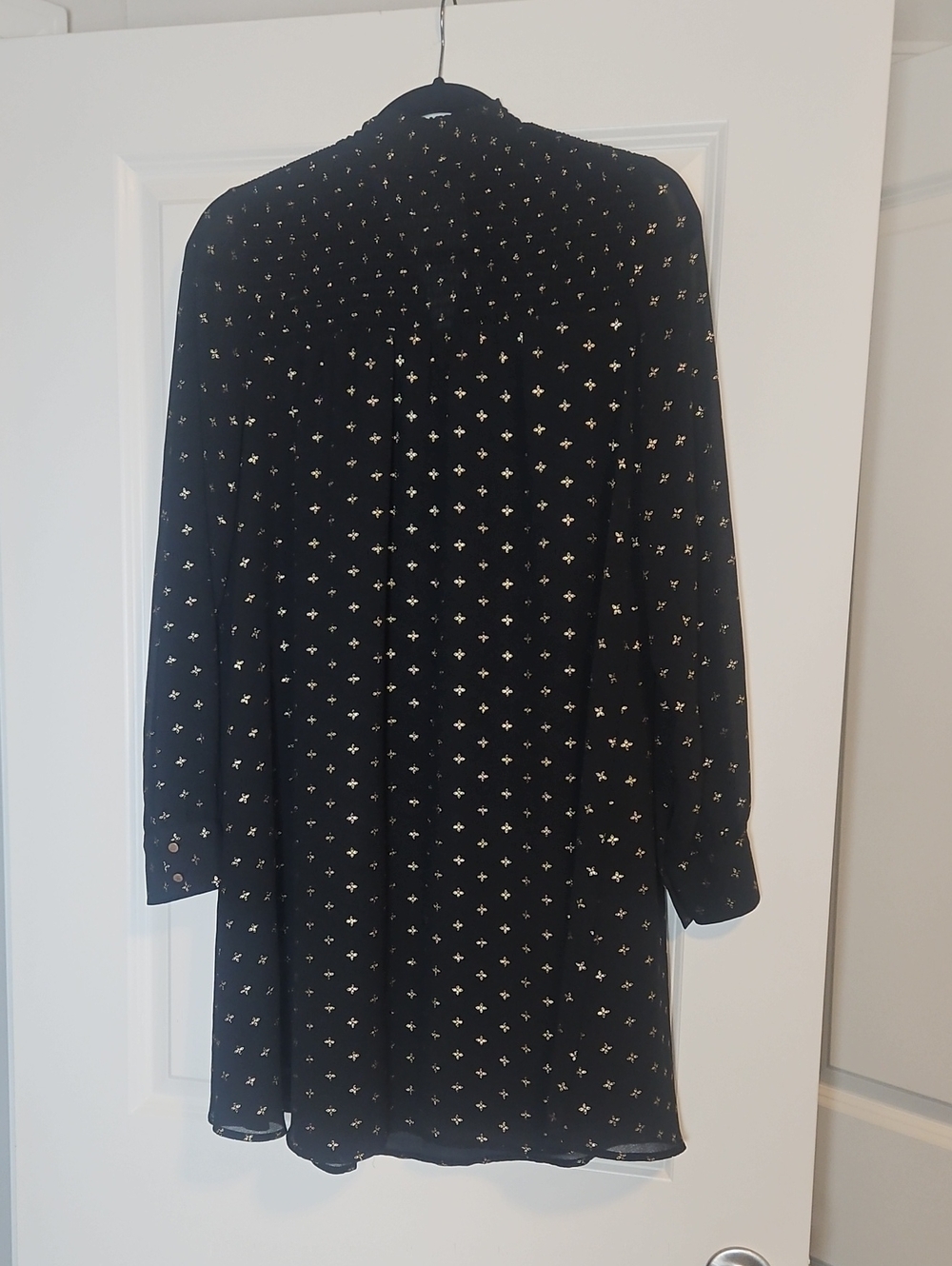 a new day Black Long-Sleeve Dress with Gold Star Motif